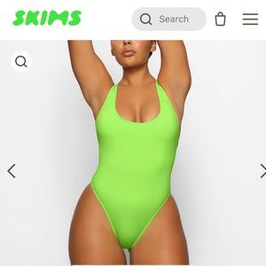 NWT Skims Scoop Neck One Piece Swimsuit Neon Green M
